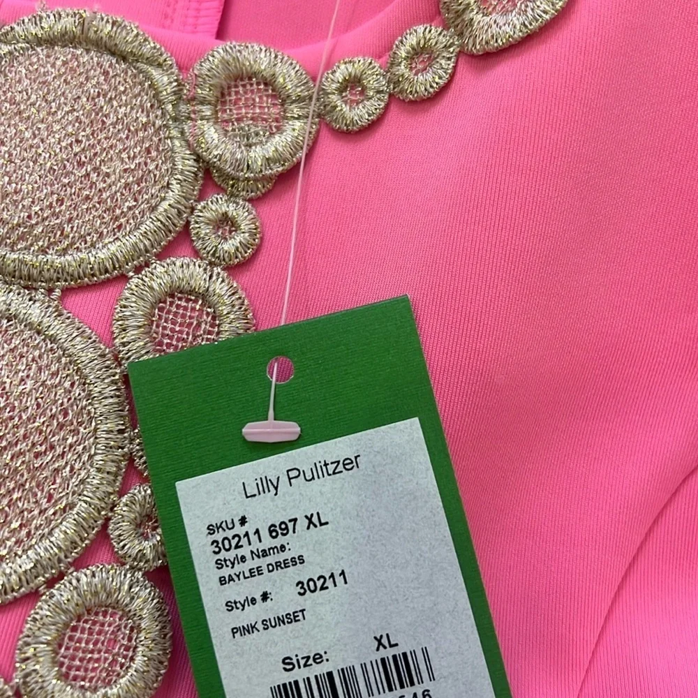 Lilly Pulitzer Girls Baylee Fit & Flare Dress in Pink Sunset Size X-Large NWT